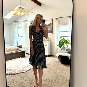 B Darlin Black and White Polka Dot Midi Dress